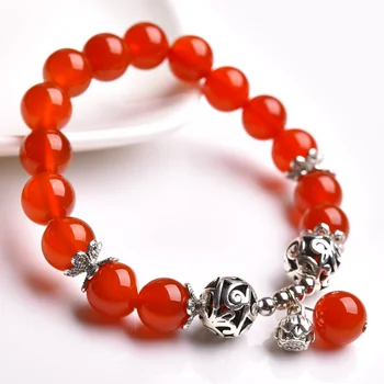 

S925 Silver Agate Bracelet Natural Jade Bracelet Elegant Red Agate Bracelet With Certificate