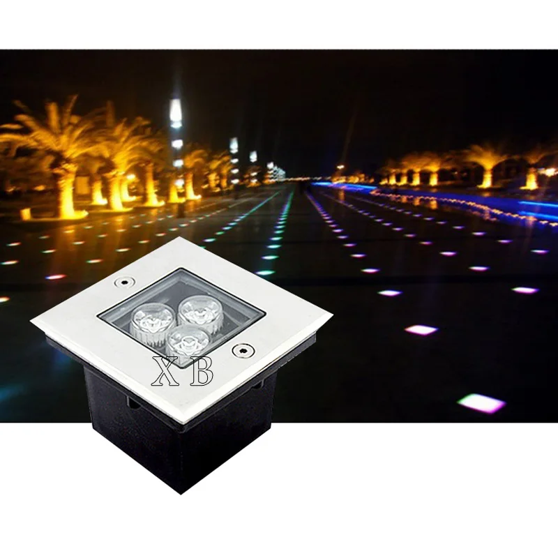 LED Outdoor Floor Light Underground Lights 1W 3W 4W 5W 6W Waterproof IP67 Square Led Buried Lamps Garden Light AC85-265V DC12V