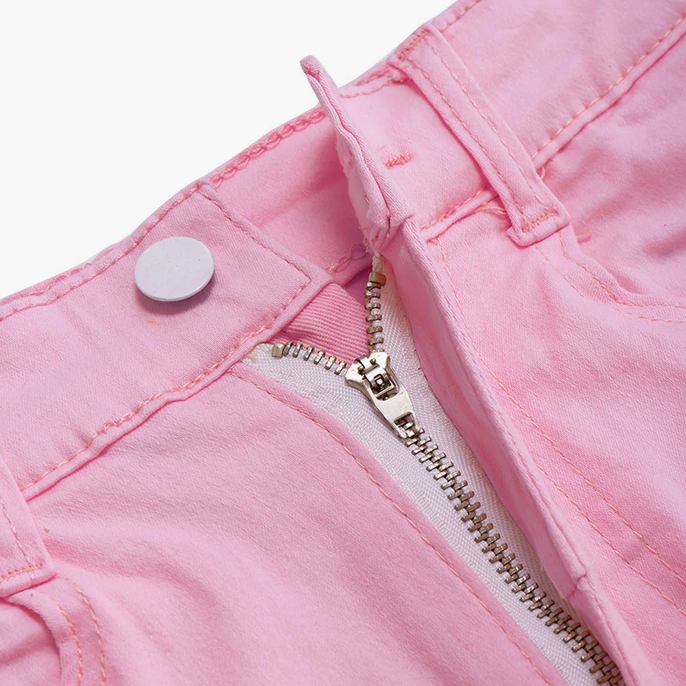 2021 Summer Women Clothing New Hot Leather Pants Solid Slim Pocket Shorts Fashion Lace Jeans Harajuku Plus Size Denim Aesthetic capri clothing