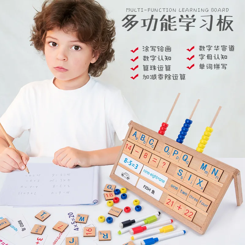 

Wood Educational Learning Toy Multi-functional Drawing Board Wooden Children WordPad Double-Sided Magnetic Drawing Board Graffit