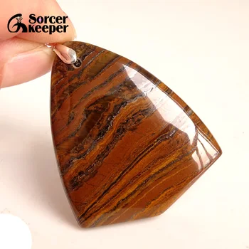 

Real Natural Iron Tiger Eye Stone Pendant Necklace Polished Triangle Agates Slice Fashion Crystal Beads For Jewelry Making BA182