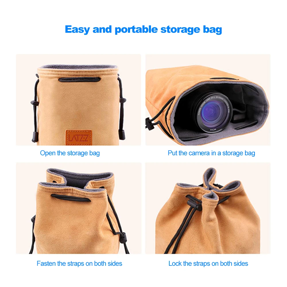 Фотография DSLR камера Drawstring сумка камера Пылезащитная царапинам сумка камера Сумка Объектив чехол Защита серый/темно-зеленый/желтый
