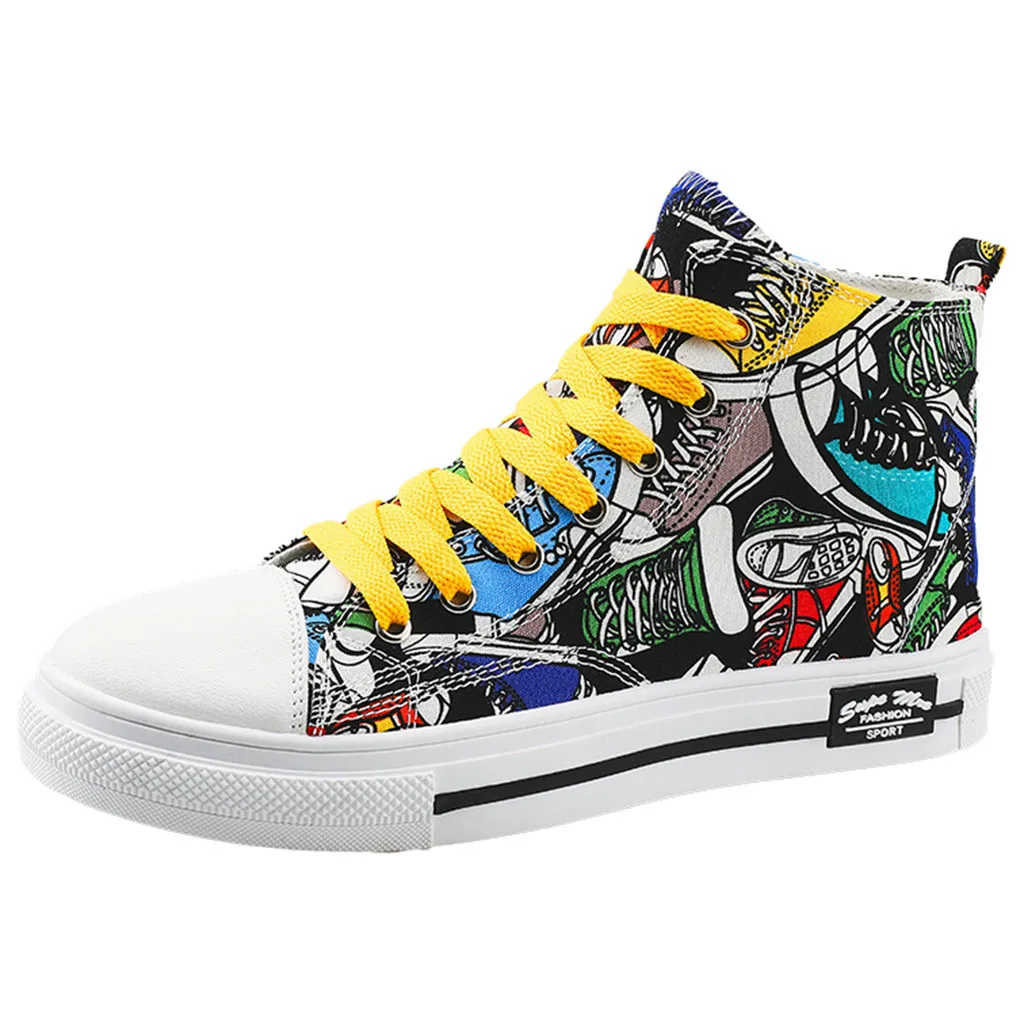 

SAGACE Couple high canvas shoes men's casual decompression flat bottom breathable wild student graffiti hip hop shoes