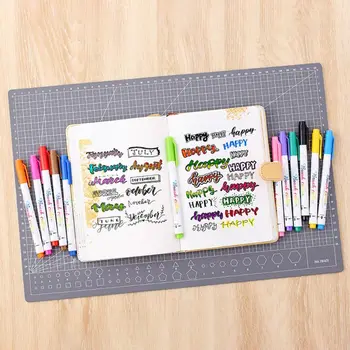 

12 Fluorescent Colors Calligraphy Marker Brush Pens Large Regular Script Drawing