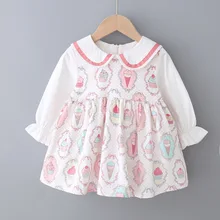 Хлопковое платье с рисунком для маленьких девочек Детские платья принцессы с длинными рукавами для девочек праздничная одежда для дня рождения Vestido