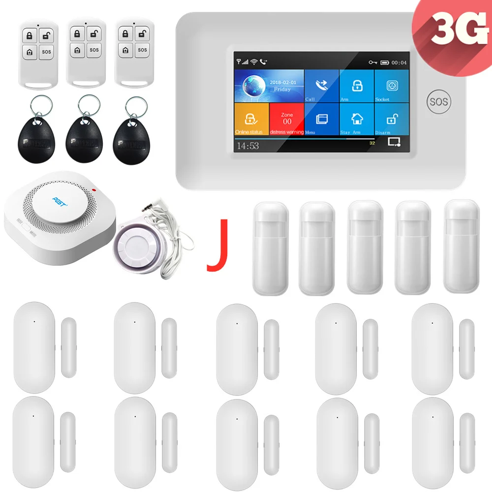 Pаспродажа 3g IOS Android 433 МГц сенсорный цветной экран беспроводной wifi GPRS RFID карта умный дом Охранная сигнализация системы с аксессуарами