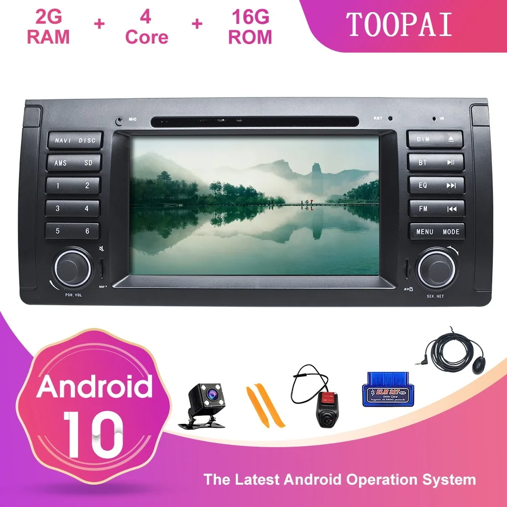 Автомагнитола TOOPAI на Android 10 мультимедийный проигрыватель с GPS Wi-Fi BT SWC IPS для BMW E39 5