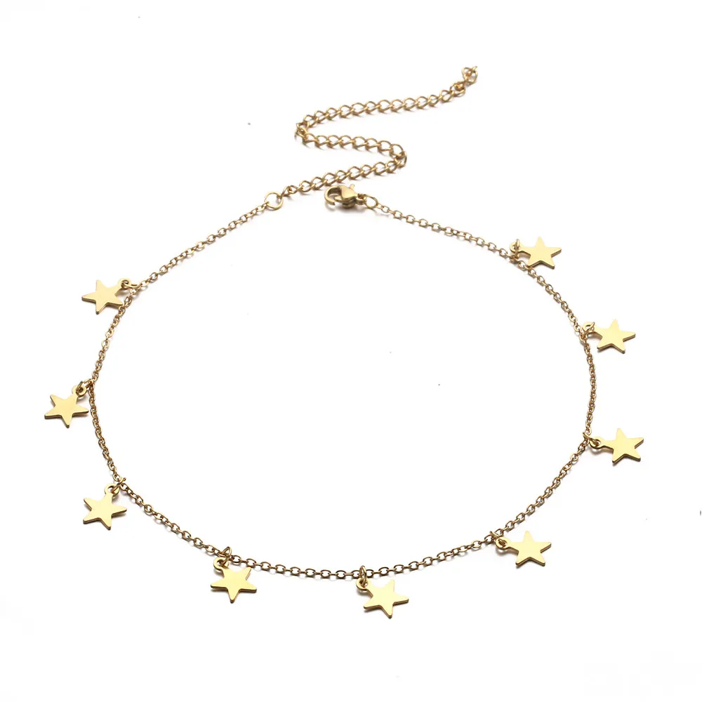 New Design Stainless Steel Pentacle Star Anklet Bracelets For Women Bohemian Female Anklet Best Friend Gifts Foot Jewelry New Design Stainless Steel Pentacle Star Anklet Bracelets For Women Bohemian Female Anklet Best Friend Gifts Foot Jewelry