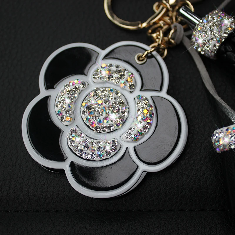 Bling Camellia декоративная подвеска для автомобиля авто зеркало заднего вида украшение жемчужный орнамент для женщин аксессуары для салона автомобиля