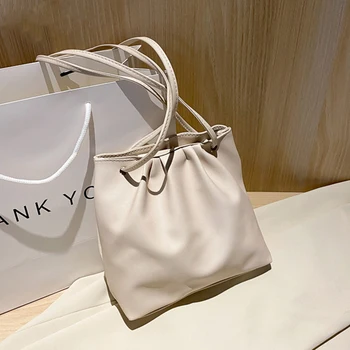 

Retro Totes Bag Women PU Leather Shoulder Bag Female Bags Messenger Pack Fashion Cloud Pleated Crossbody Bag Purse And Handbag