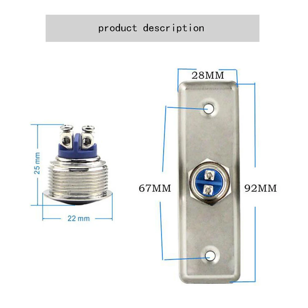 (10 PCS) Door access control button NO signal automatically restroration aluminium alloy Switch press to connect security alarm