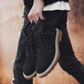 

stylish casual leather genuine high boty footwear cowboy shoes sneakers coturno for summer riding dress vintage ankle boots man