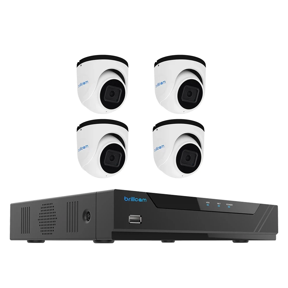 Комплект видеокамер Brillcam 8 каналов Мп HD POE NVR аудио ИИ IP-камеры для наружного