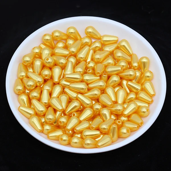 gold 100p 6x10 мм цветная слеза Пластик смолы бусины с большим отверстием с бисером для девушек, ювелирные изделия, поделки из бисера для изготовления ювелирных изделий из пластика ABS, имитация жемчужные бусины - Цвет: gold