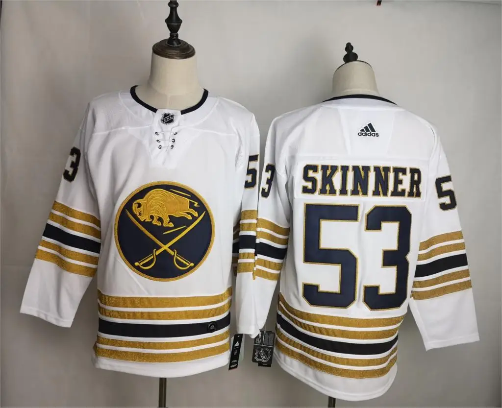 Серый Новые сшитые мужские майки Buffalo#9 Jack Eichel#26 Rasmus Dahlin#53 Jeff Skinner - Цвет: Серый