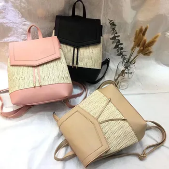 

Backpack Female 2020 New Korean Fashion College Wind Bag Personality Multi-Purpose Travel Woven Backpack