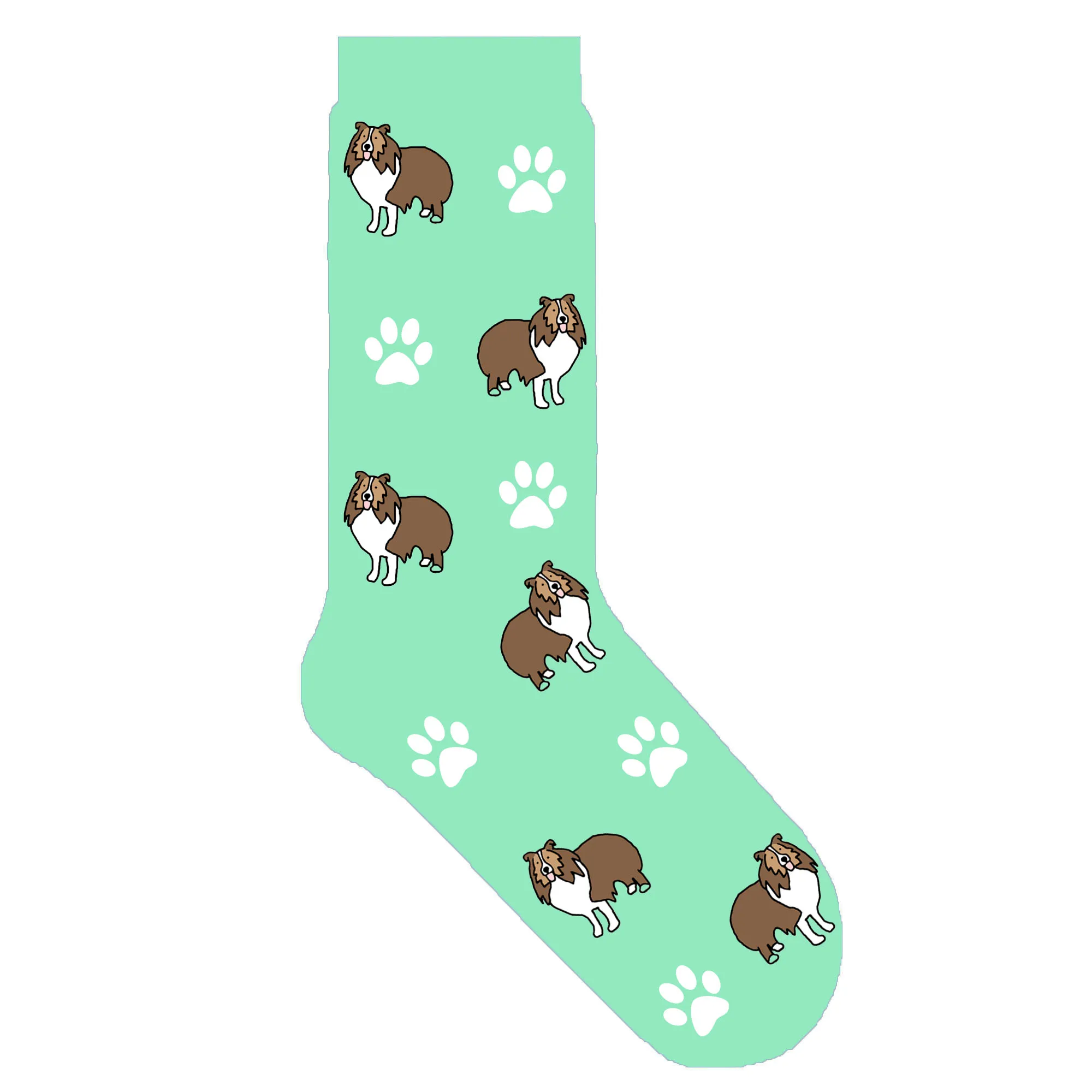 Sheltie crew socks with cute dog Shetland Sheepdog dog theme gift ORIGINAL puppy women unisex cotton sox 50 pair/lot EU 38-44