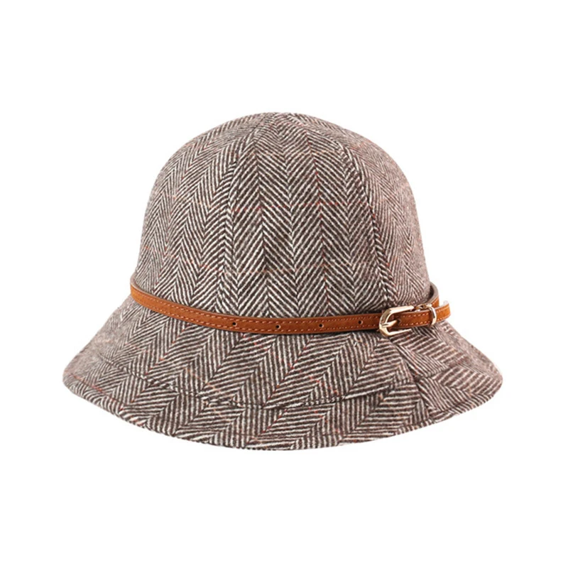 Новое модное осенне-зимнее винтажное платье в английском стиле Женская фетровая шляпа шляпка-Клош с ведром LM036