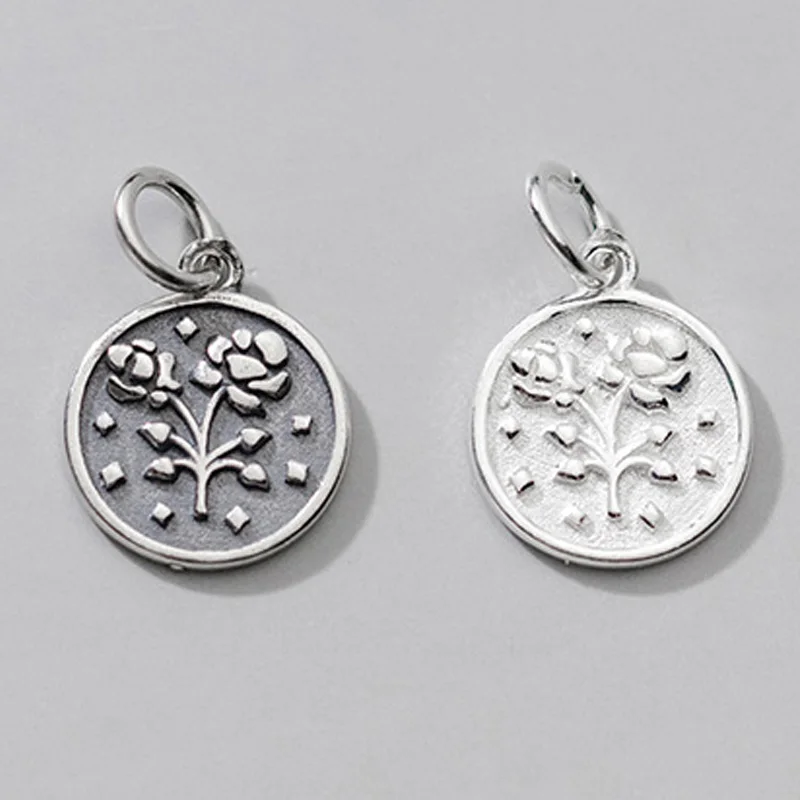 925 Sterling Silver Credence Pretty Round Charms Rose Circle DI Max 79% OFF Medallion