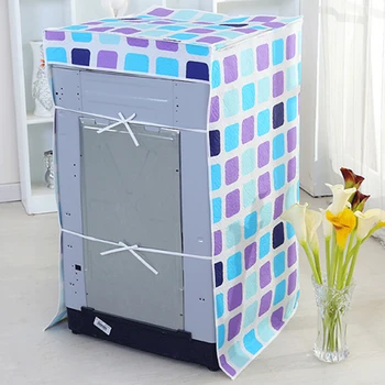 

1Pcs Washing Machine Cover Waterproof Dustproof Plaid Dryer Cover for Home Washing Machine Protective Dust Jacket Front Top A30