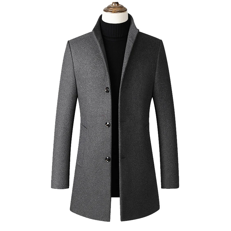 

2019 New Autumn Winter Men's Long Section Wool Coat Business Casual Classic Style Slim Fit Woolen Jaket Male Clothes,2009