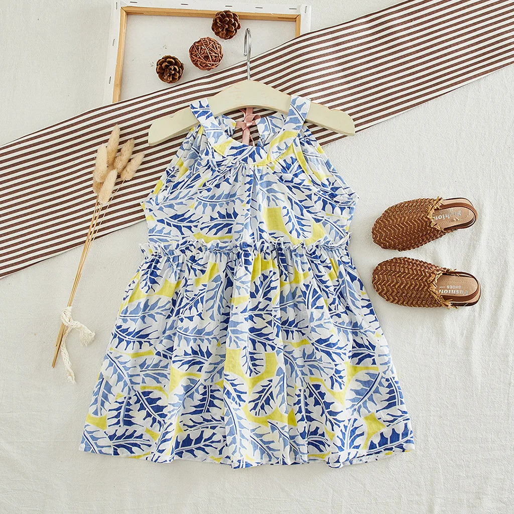Girl Dress Toddler Kids Girls Floral Flowers Print Dress Princess Dresses Clothes Spring Summer Dresses for Girls #C