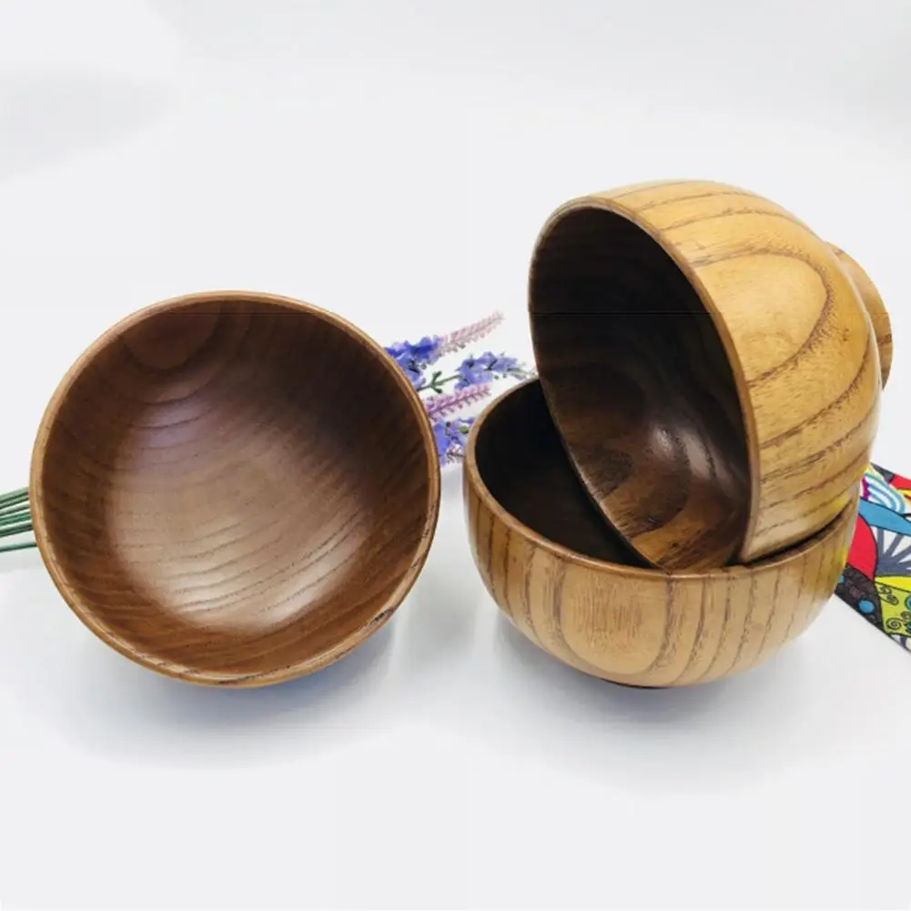 

Japanese Style Wooden Noodles Rice Soup Bowl Food Container Kitchen Tableware