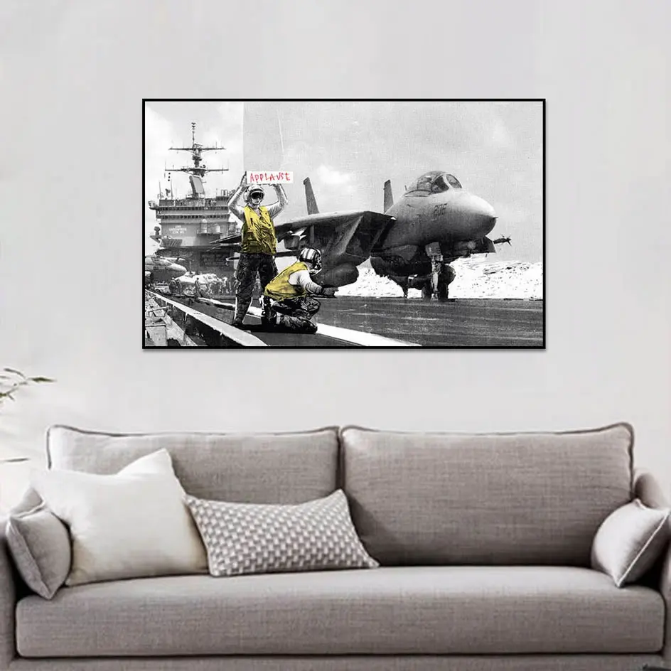 Banksy Aircraft Wall Pictures Posters And Prints For Living Room Art Decoration Canvas Painting Bedroom | Дом и сад