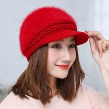 Новинка, женская зимняя шапка, теплые шапки, флисовые вязанные шапки для женщин, шапка из кроличьего меха, осенняя и зимняя модная женская шляпа