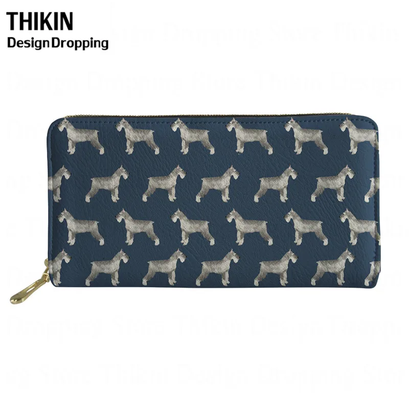 THIKIN Women Cute Schnauzer Pattern Slim Wallet for Mobile and Money Bag Ladies Causal PU Leather Purse Girl Portefeuille Femme | Багаж и