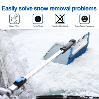 6 IN 1 Extendable Ice Scraper Car Snow Shovel Snow Brush Water Remover For Car Frost