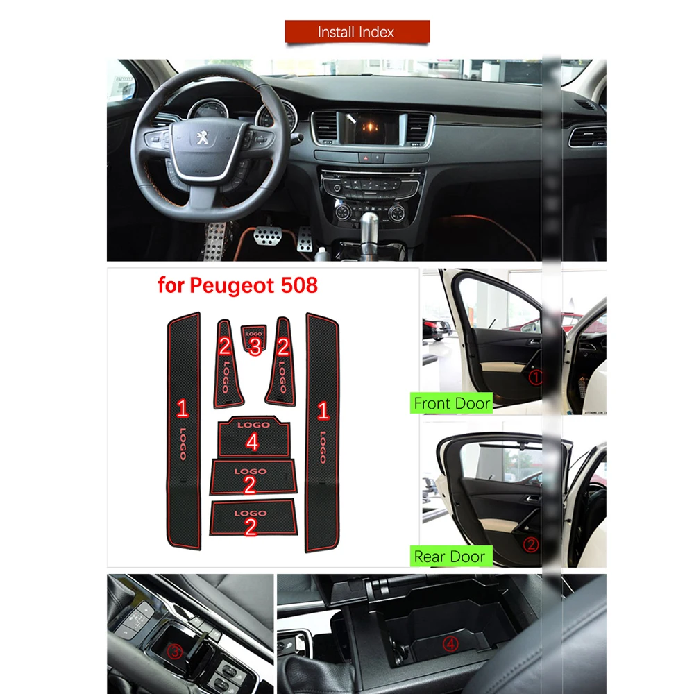 Резиновый противоскользящий коврик для peugeot 508 sw RXH 2011 ~ 2018 дверной паз