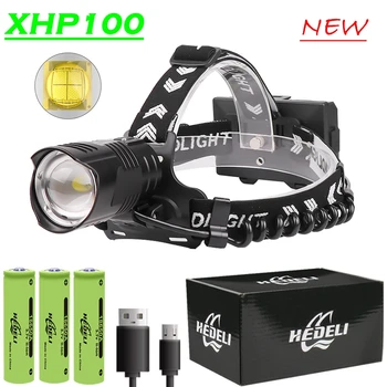 

400000 LM XHP100 LED Headlight XHP70.2 High Power LED Head Lamp USB Rechargeable Headlight XHP50.2 Waterproof Zoom Fishing Light