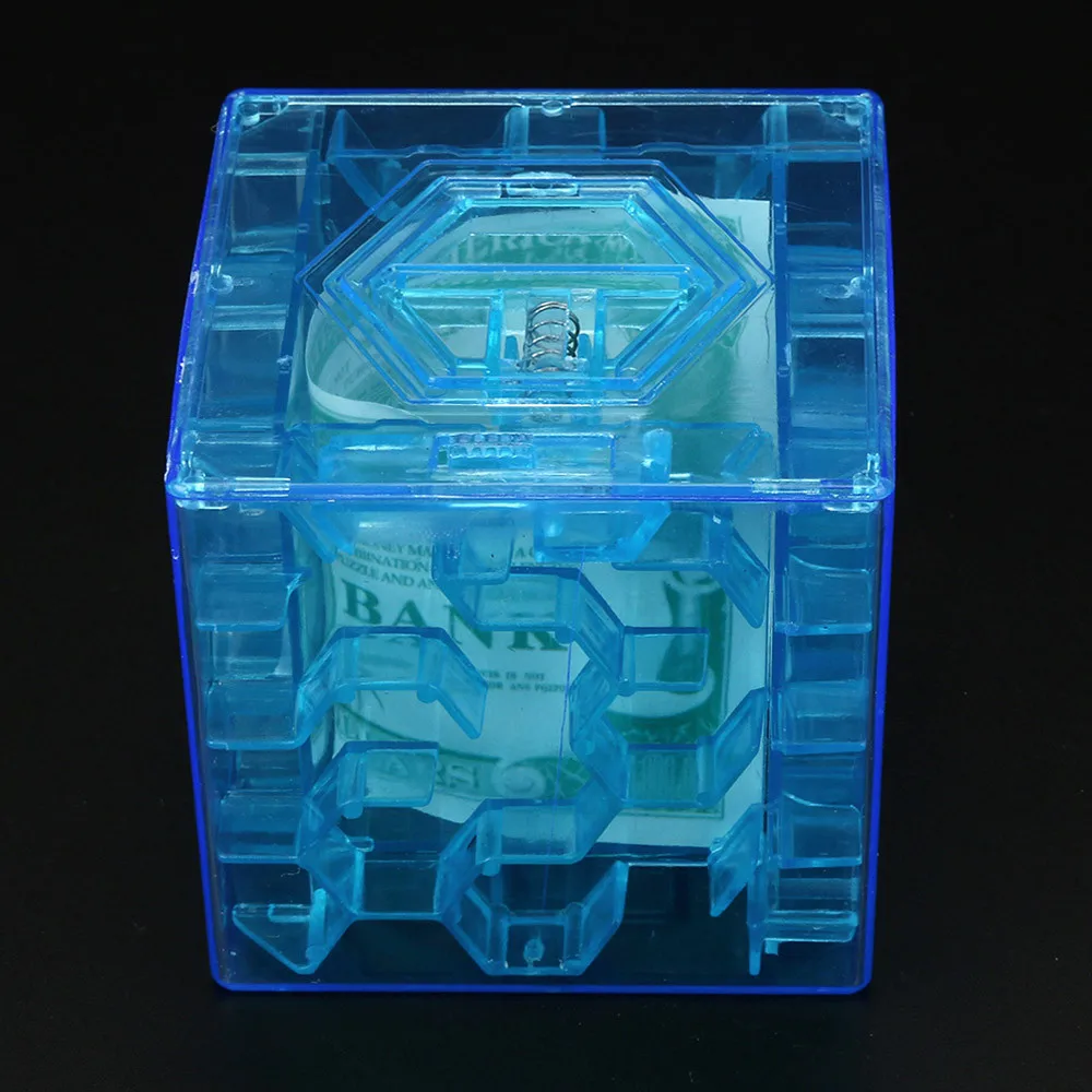 Синий 3D куб головоломка деньги Лабиринт банк экономия монет Коллекция Чехол Коробка забавная игра в мозги детские развивающие игрушки для детей умные