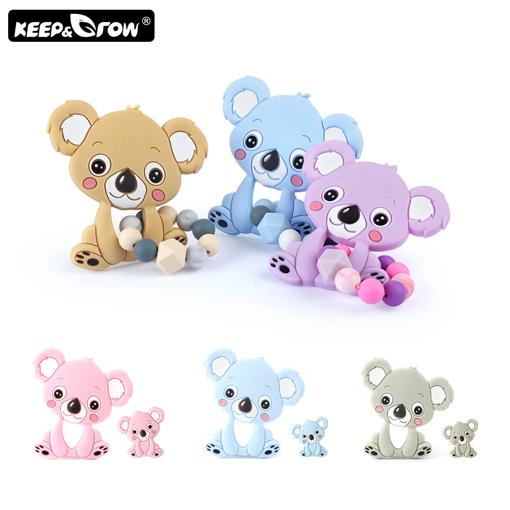 Keep&Grow, коала, силиконовые бусины, без бисфенола, грызуны, Детские Силиконовые Прорезыватели, сделай сам, прорезыватели, ожерелье, подвеска, детский силиконовый браслет