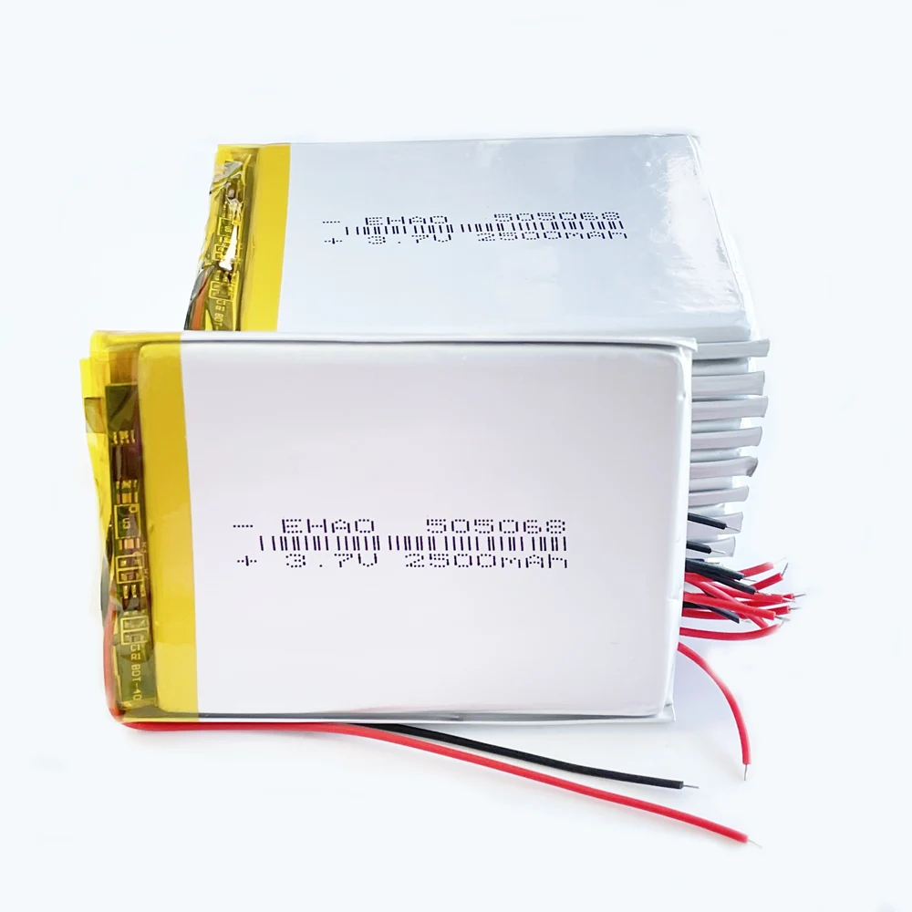 

Wholesale 10PCS 3.7V 2500mAh Lipo Rechargeable Battery 505068 Lithium Polymer For Power Bank Tablet PC DVD