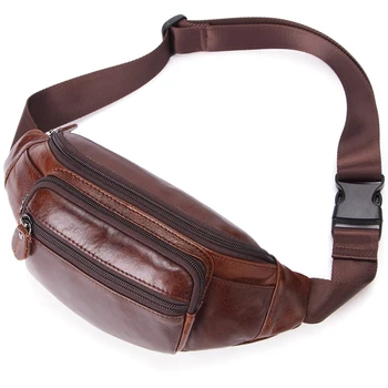 

Leather Waist Packs Men's Belt Bag Casual Fanny Pack Top Quality Waist Bag for Cell Phone Travel Male Chest Bags