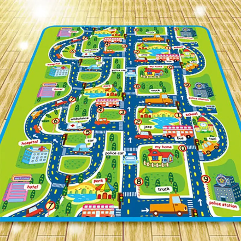 

Extra Large Foldble Waterproof Crawling Mat, City Life Great for Playing with Cars and Toys, Children Educational Road Traffic P
