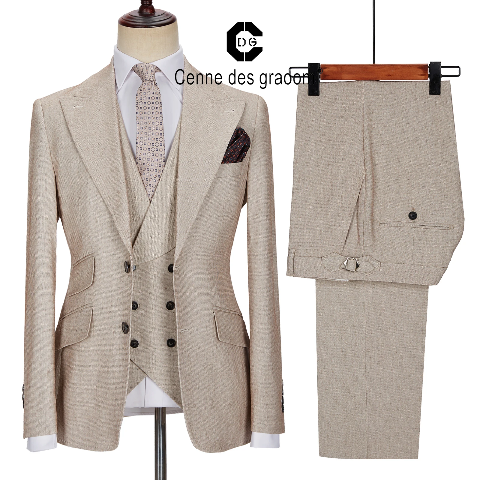 Cenne Des Graoom nuovi abiti da uomo Set abiti su misura Costume Homme smoking abito da sposa giacca Casual giacca gilet pantaloni TA-V