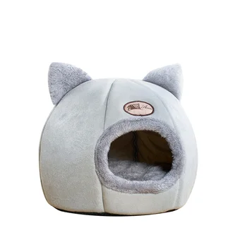 

Warm House for Cat Dog Pet Litter Semi-Closed Kennel Winter Warm Nest Soft Plus Velvet Deep Sleep Mat Pad Pet Nest Cat Tent Bed
