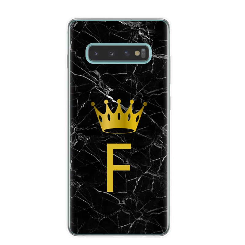 T6972 Мягкий силиконовый чехол для samsung S8 S9 S10 Plus S10 Lite 5G S10E пользовательское имя письмо монограмма черный мрамор золото Корона Крышка Coque - Цвет: T6972