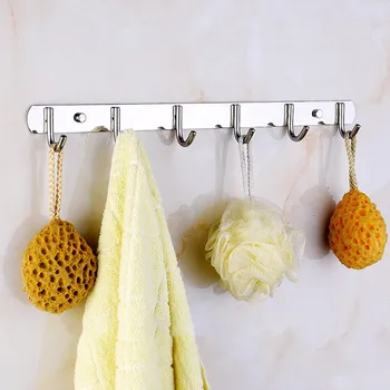 

Row of 6 Hooks Strong Adhesive Hook Kitchen Wall Hanging, Creative Bathroom Nail-free Seamless Rack Hanger Hooks Shelves #LR3