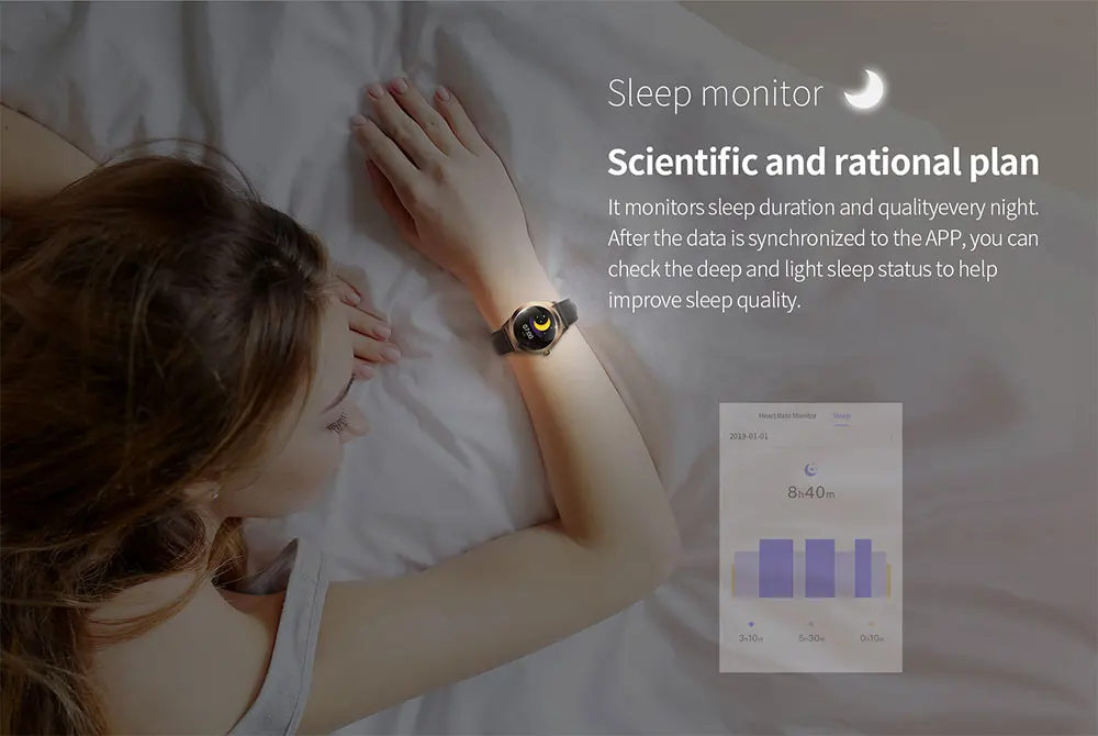 KW10 Смарт-часы, модный умный браслет для женщин IP68, Водонепроницаемый Фитнес контроль сна, трекер для Android IOS телефона