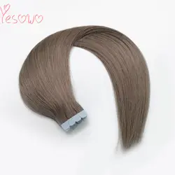 Yesowo коричневый цвет прямые 2,5 г/шт. модная лента в волосах 100% Необработанные африканские американские бразильские волосы человеческие