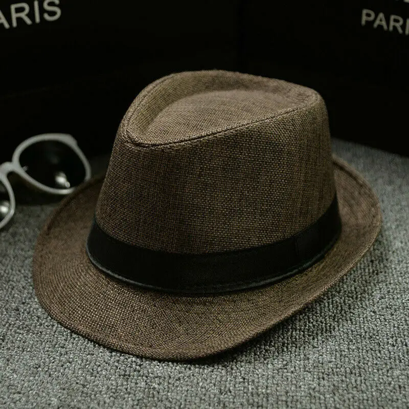 Hirigin Fashion Unisex Straw Fedora Sun Hat Panama Trilby Crushable Men Women Foldable Travel With Belt Hot Sales Cap