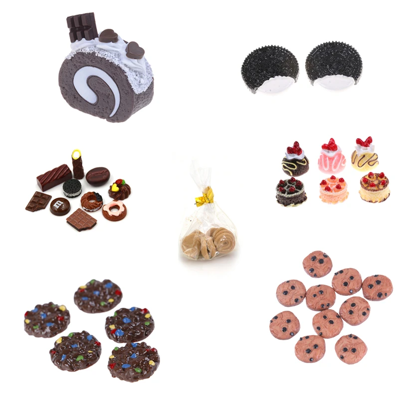 

Biscuits Dessert Cookies Chocolate Glass Can Mini Play Toy Fruit Food Cake Candy Fruits For Dolls Accessories Kitchen Play Toys