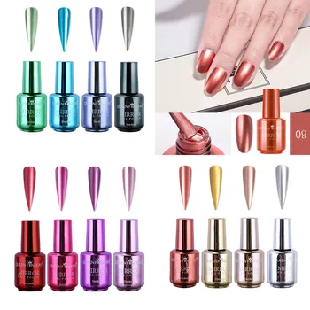 

Nail Gel Polish 4 Pcs Plating Metallic Nail Polish Set Magic Semi-Mirror Effect Lacquer Nail Art Varnish Tool Manicure #35923