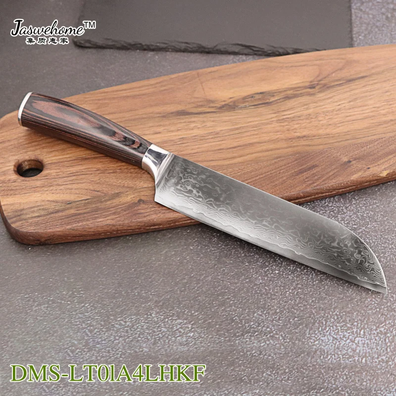 7 ''дюймов Santoku кухонные ножи 67 слоев дамасской стали шеф-повара нож дело с мясом фрукты овощи Pakka деревянной ручкой