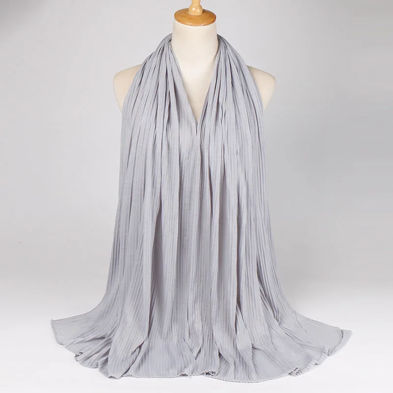 4 light grey 10 шт./лот женский простой плиссированный мягкий модальный хлопок Джерси хиджаб платок шарф длинный мусульманский платок шали/тюрбаны шарфы - Цвет: 4 light grey
