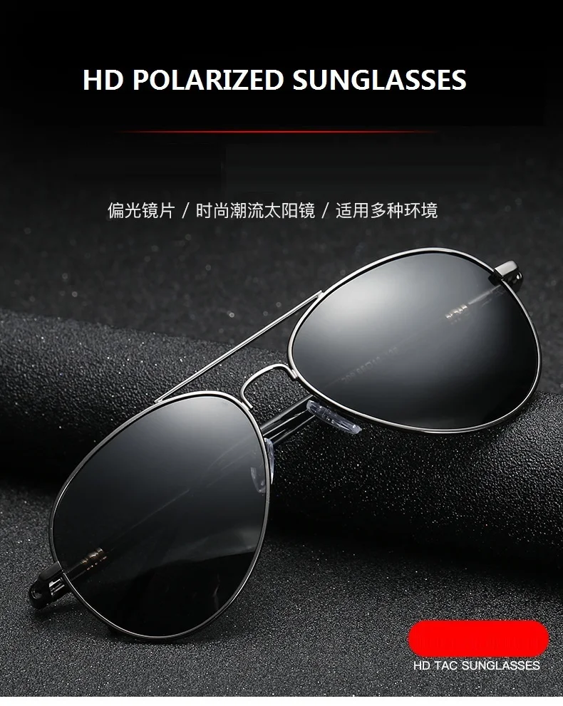 Luxury Men's Polarized Sunglasses Driving Sun Glasses For Men Women Brand Designer Male Vintage Black Pilot Sunglasses UV400